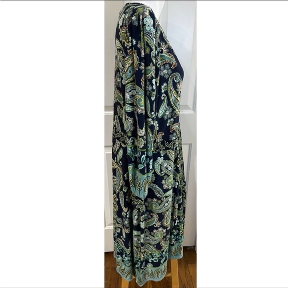 Susan Graver Sheath Dress Blue Green Paisley Floral Print Size XLP - Picture 3 of 6